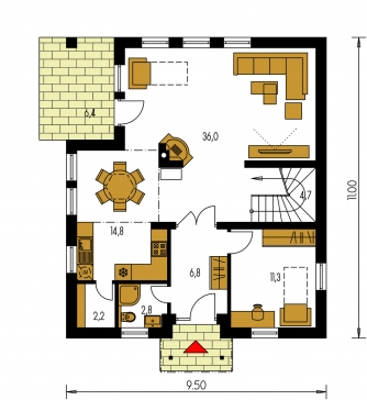 Floor plan of ground floor - KOMPAKT 48